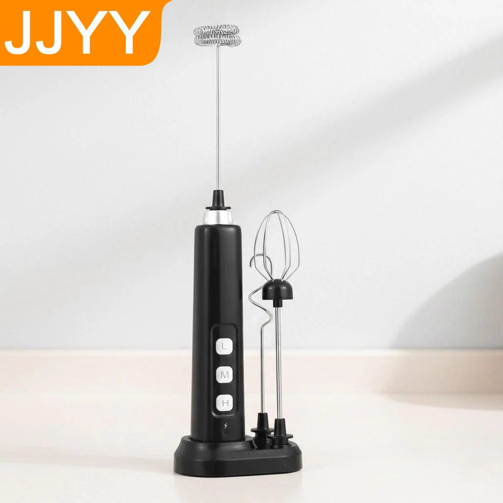 USB Rechargeable Portable Milk Frother 3 Speeds Multifunctional Whisking Baking Aid Mixer Attachments