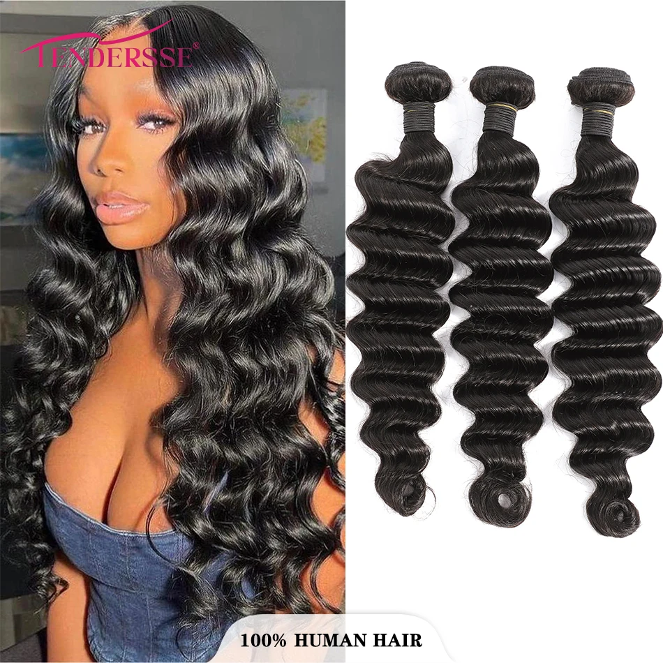 Tendresse 12A Grade Indian Remy Loose Deep Wave Hair 3 Bundles 100% Human Hair Deep Wave Human Hair Extensions for Black Women