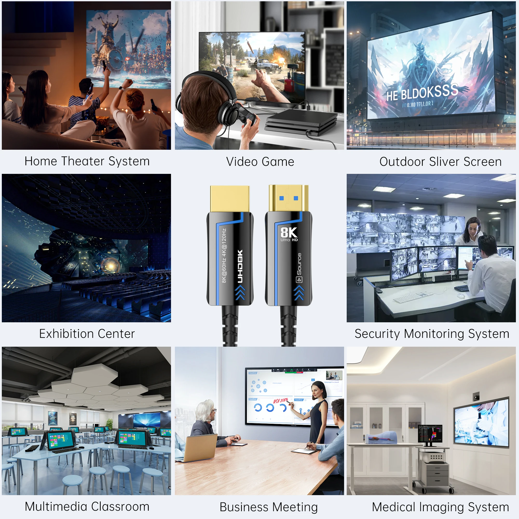 8K HDMI 2.1-compatible Cable Optical Fiber Cable 8K 60Hz 4K 120Hz  HDR10+ HDCP eARC for HDTV Laptop Projector TV Box PS4 PS5