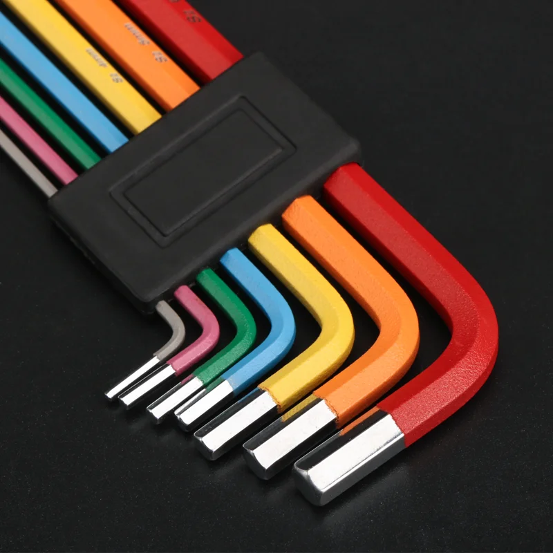 Fahrrad-Inbusschlüssel-Set, MTB, Rennrad, Reparatur-Werkzeug-Set, Serviceschlüssel, bunter Sechskantschlüssel, flache Kugelöffnung, 1,5/2/2,5/3/4/5/6 mm – Detail 4