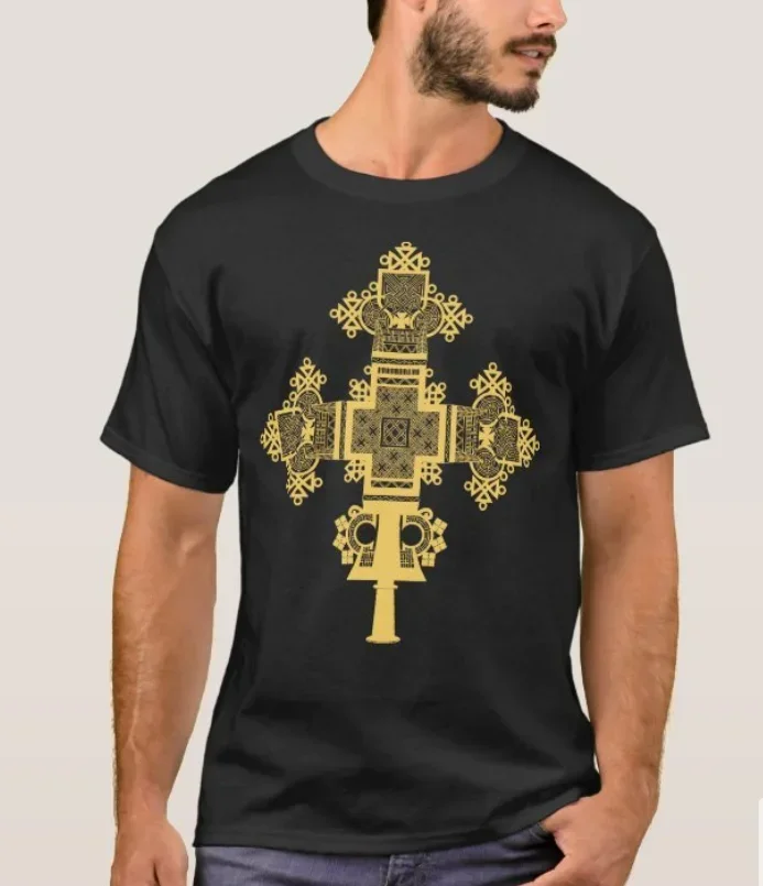 Traditional Ethiopian Orthodox Cross Printed T-Shirt 100% Cotton O-Neck Summer Short Sleeve Casual Mens T-shirt Size S-3XL