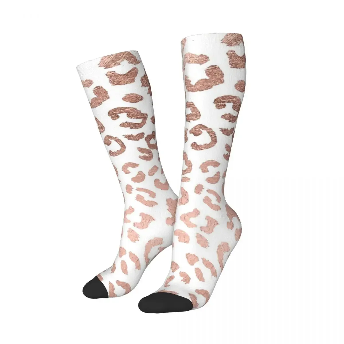 Luxurious Hand Drawn Rose Gold Leopard Print Socks Sweat Absorbing Stockings All Season Long Socks Man Woman Birthday Present