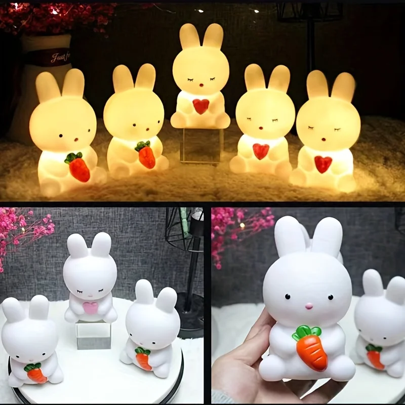 1PC cute cartoon rabbit light, girl LED night light, bedroom living room light, rabbit decorative lamp, gift light bunny gift