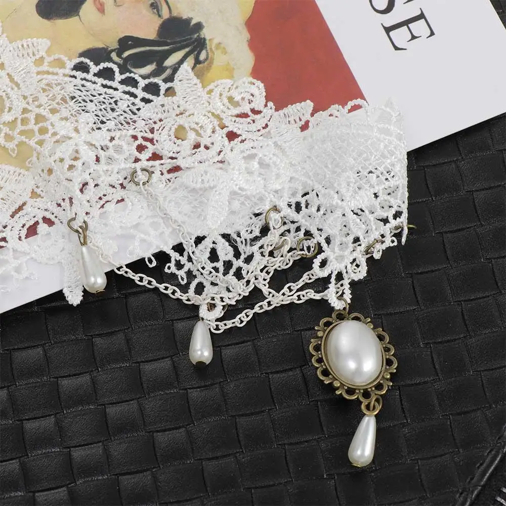 Fashion Tassel Wedding Punk White Choker Women Jewelry Lace Necklace Bridal
