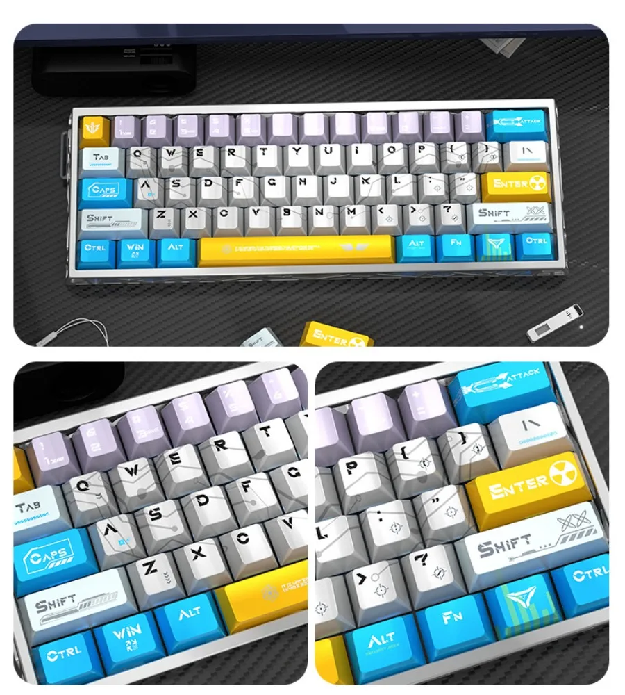 Angel pearlescent metallic paint keycap PBT material five-sided sublimation adaptation magnetic axis Mega lion wooting