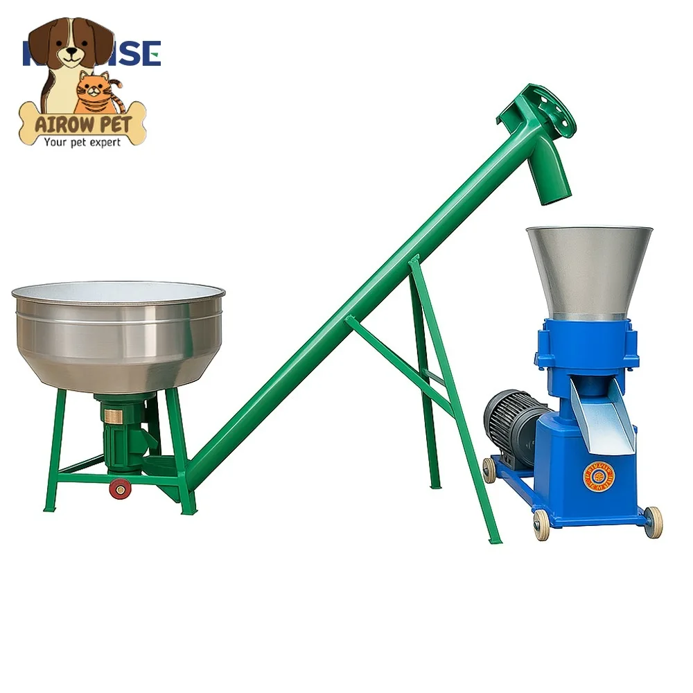 AIROW Electric Motor Feed Pellet Machine for Sheep and Goat, Farm Use Animal Feed Pellet Production Line