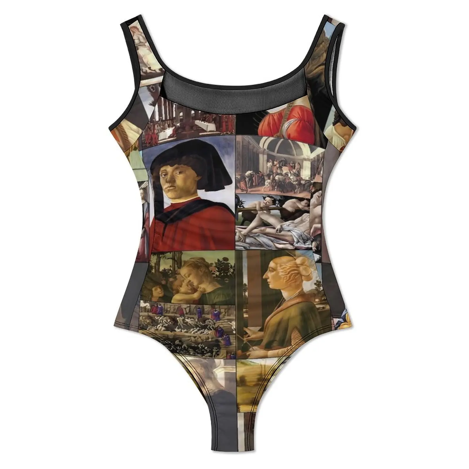 Sandros Botticelli Swimsuit Sexy Patchwork Print Women Swimwear One-Piece Modern Bodysuit Holiday Push Up High Cut Beach Outfits