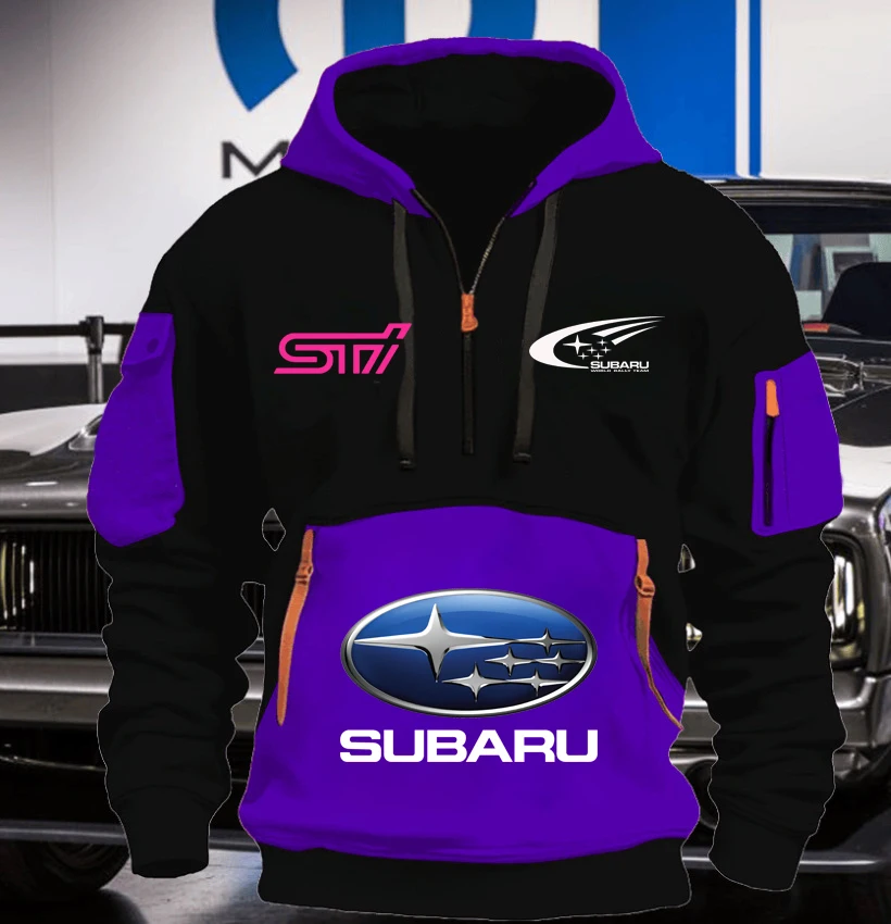 

SUBARU racing suit 2025 new men's fleece hoodie youthful trend loose fitting pullover multi pocket casual sports sweatshirt s-5X