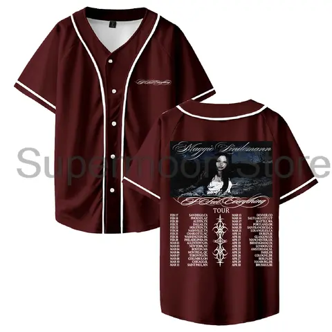Maggie Lindemann I Feel Everything Tour 2026 Baseball Jersey V-Neck Short Sleeve Button-Down Shirts Men Women Streetwear Tops