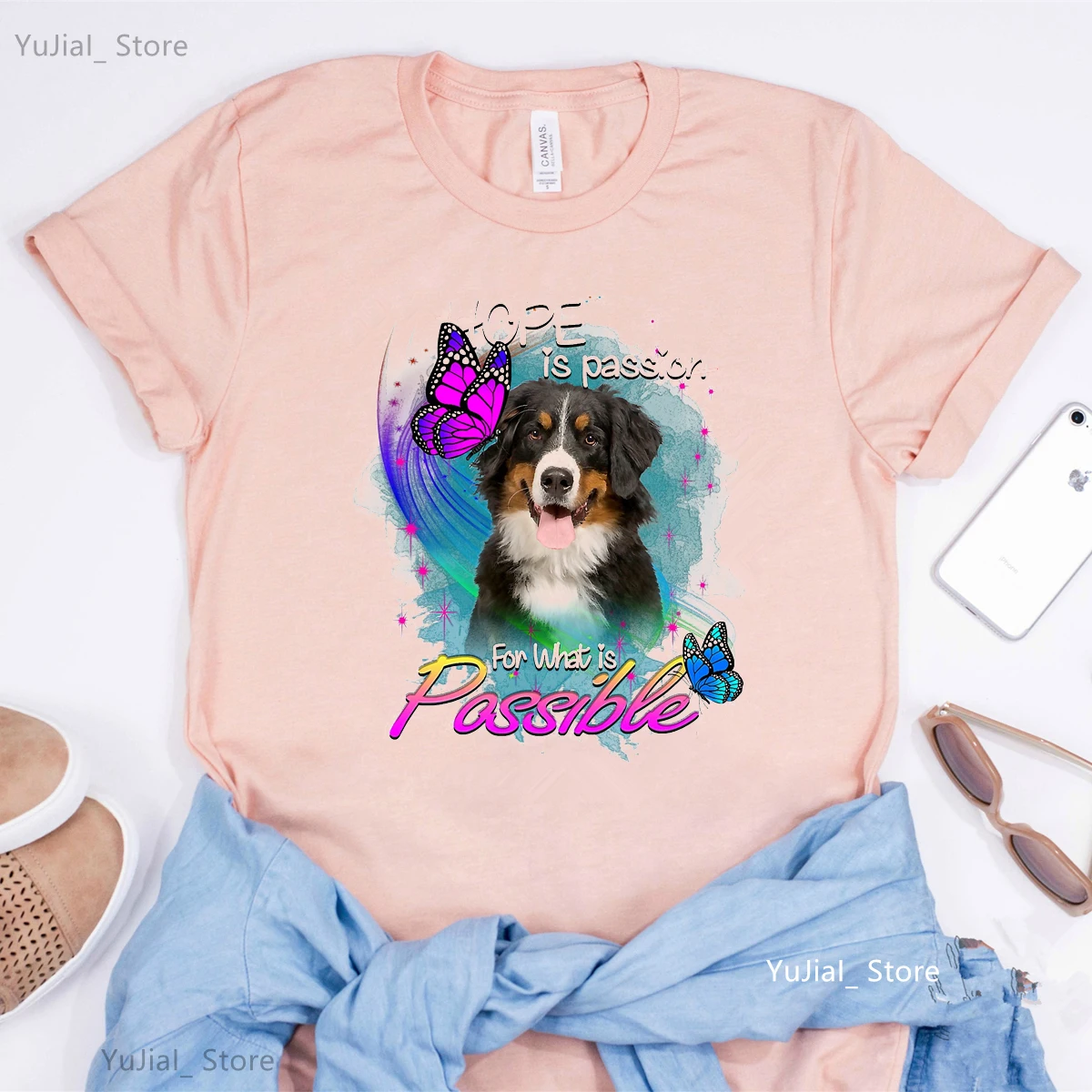 Bernese Mountain/Dachshund Dog Graphic Print Pink T Shirt Girls Kawaii Dog Lover Tshirt Women Harajuku Shirt Summer T-Shirt