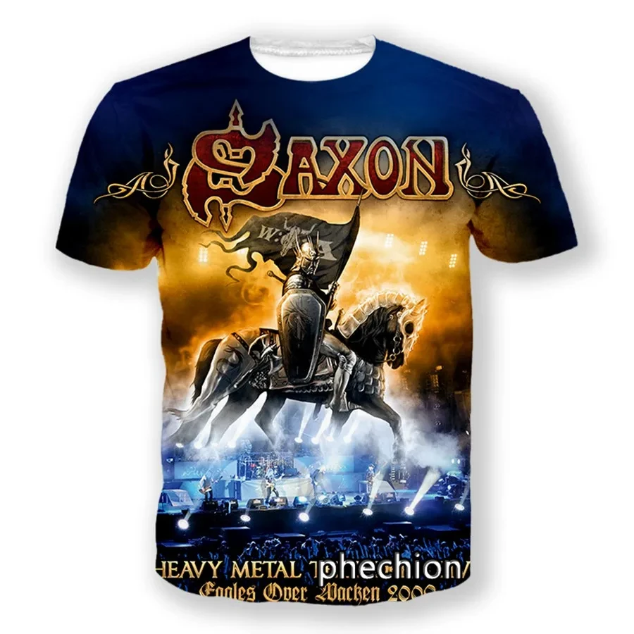 Stylish Rock Style Saxon Band 3D Printed Men\'s/Women\'s T shirt Summer Hip Hop Trend Short Sleeve Tops Oversized O-Neck Tee Shirt