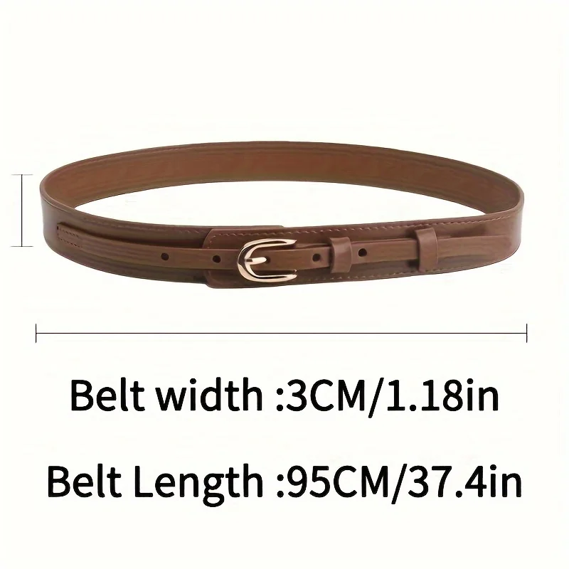 Stylish Oval Buckle Belts Classic Solid Color PU Leather Waistband Elegant Coat Dress Belt Women