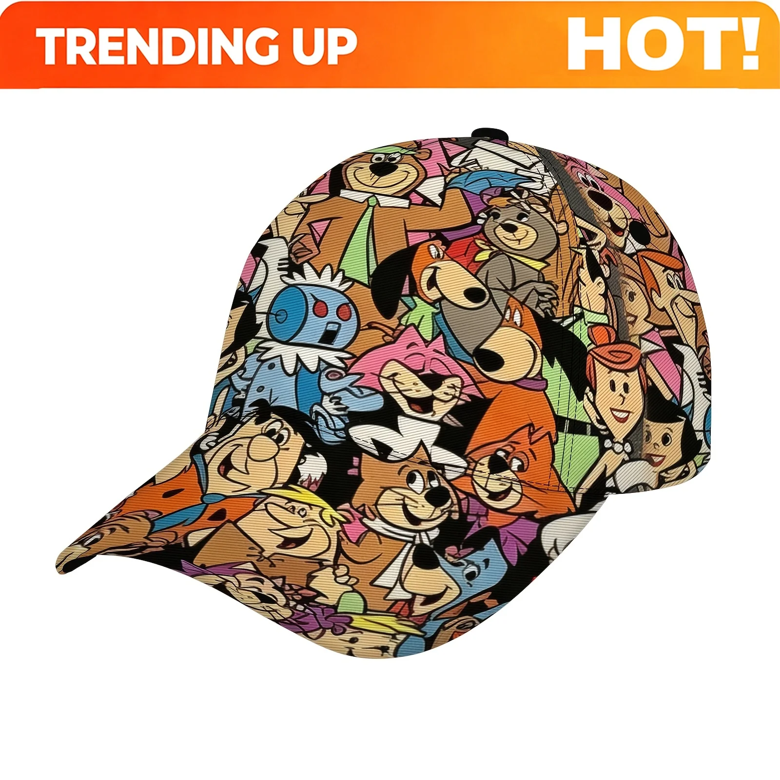 Customization Retro Cartoon Collage Baseball Cap Packed With Classic Hanna-Barbera Animated Characters, Vibrant Full-print Vinta