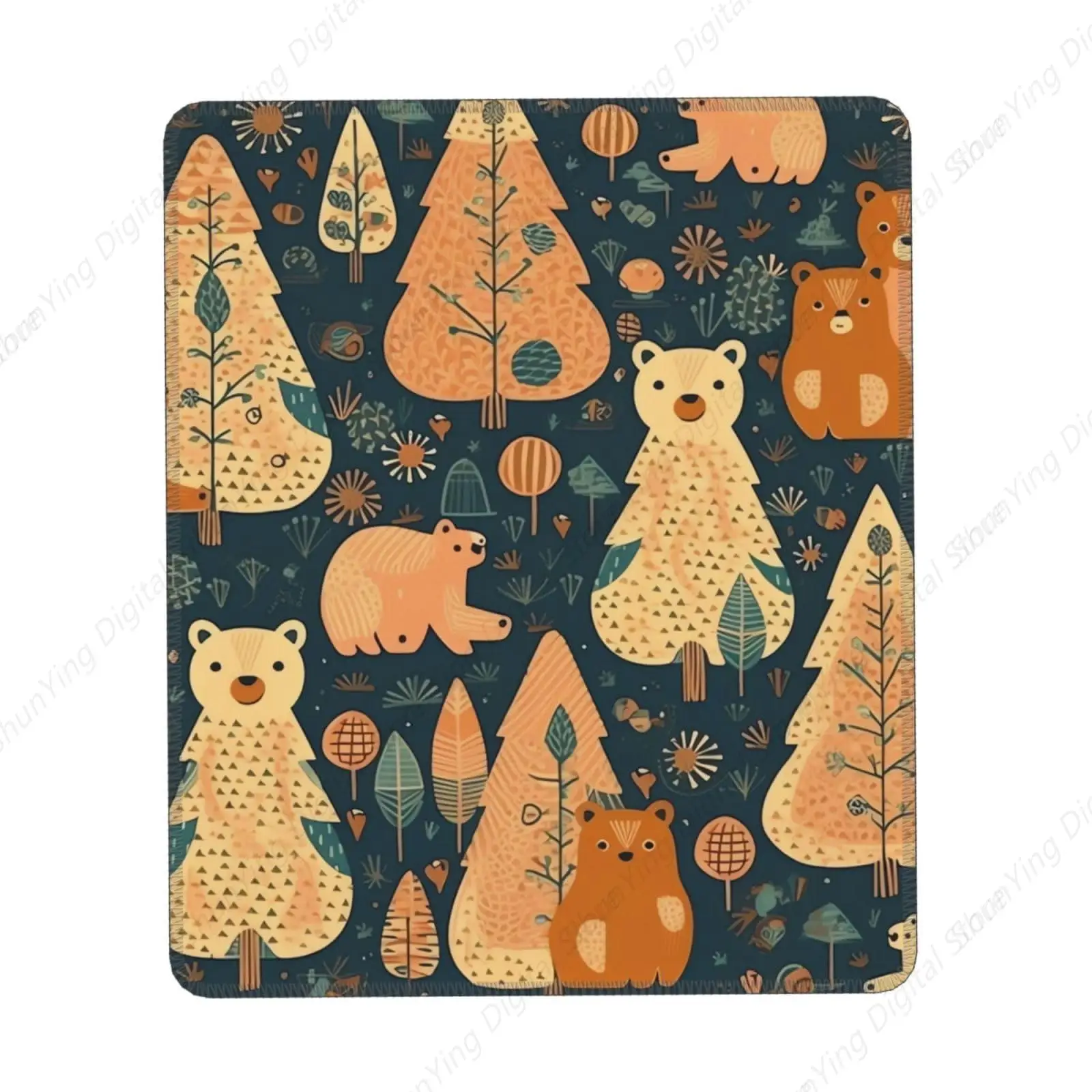 

Mouse Pad With Anti Slip Rubber Base Holiday Tree Laptop Washable Desk Pad For Bears Gift 25*30cm