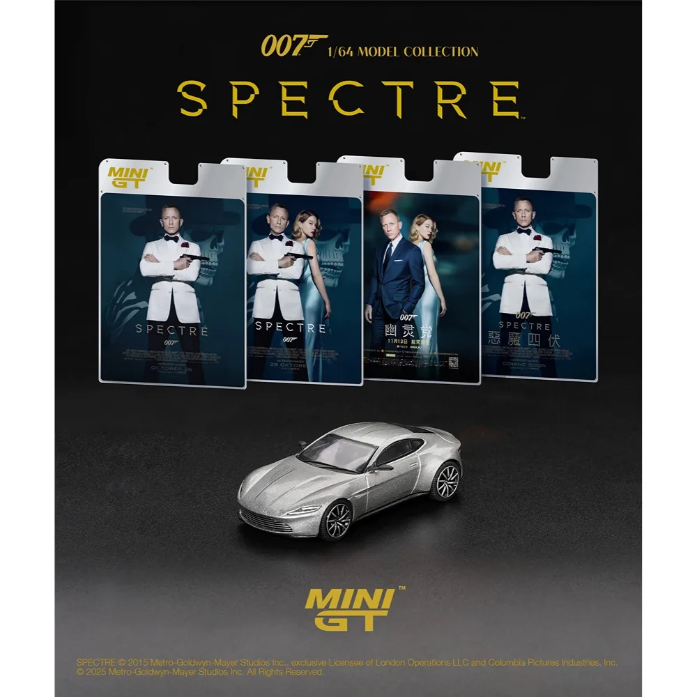 MINI GT 1/64 Aston Martin DB10, Modelo de Auto de Aleación Fundida a Presión, Edición Limitada de James Bond 007 Spectre, Miniatura de Carreras Coleccionable, Regalo