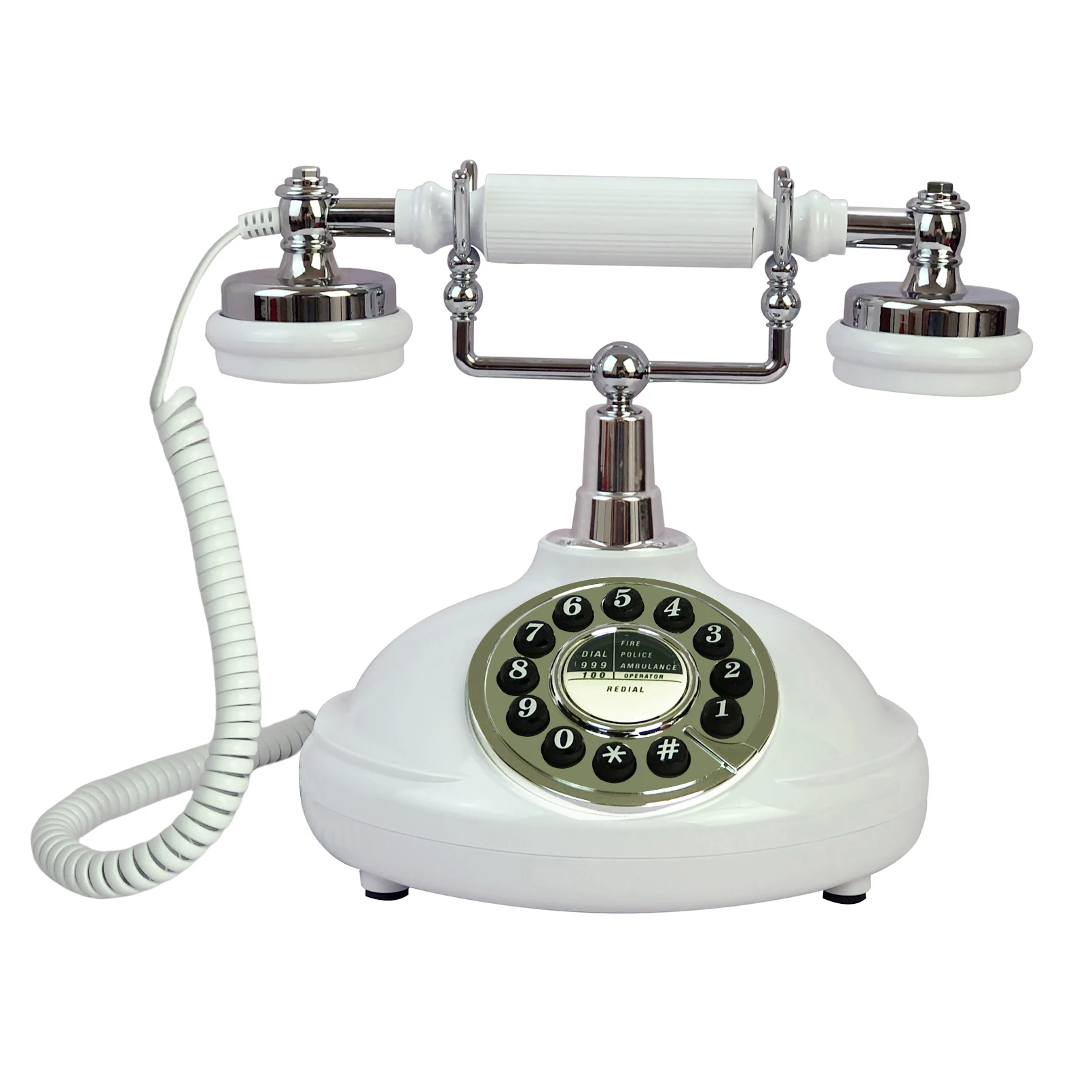 Retro Corded Landline Phone White Classic Vintage Old Fashion Telephone for Home & Office, Wired Antique Home Phone Gift