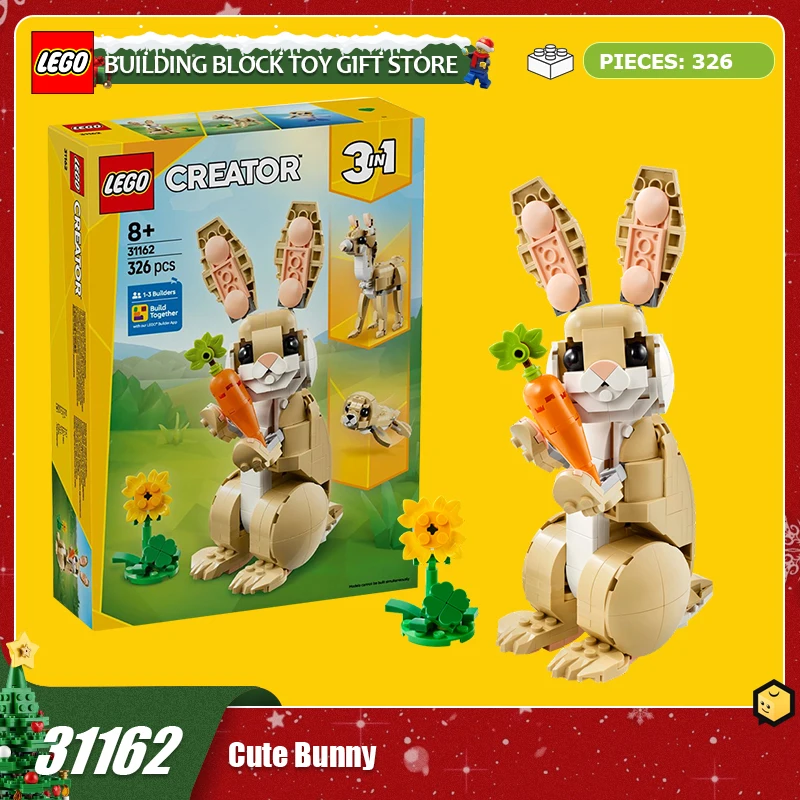 LEGO 31162 Niedliches Kaninchen, 3-in-1-Serie, Kinderblockspielzeug, Weihnachtsgeschenk