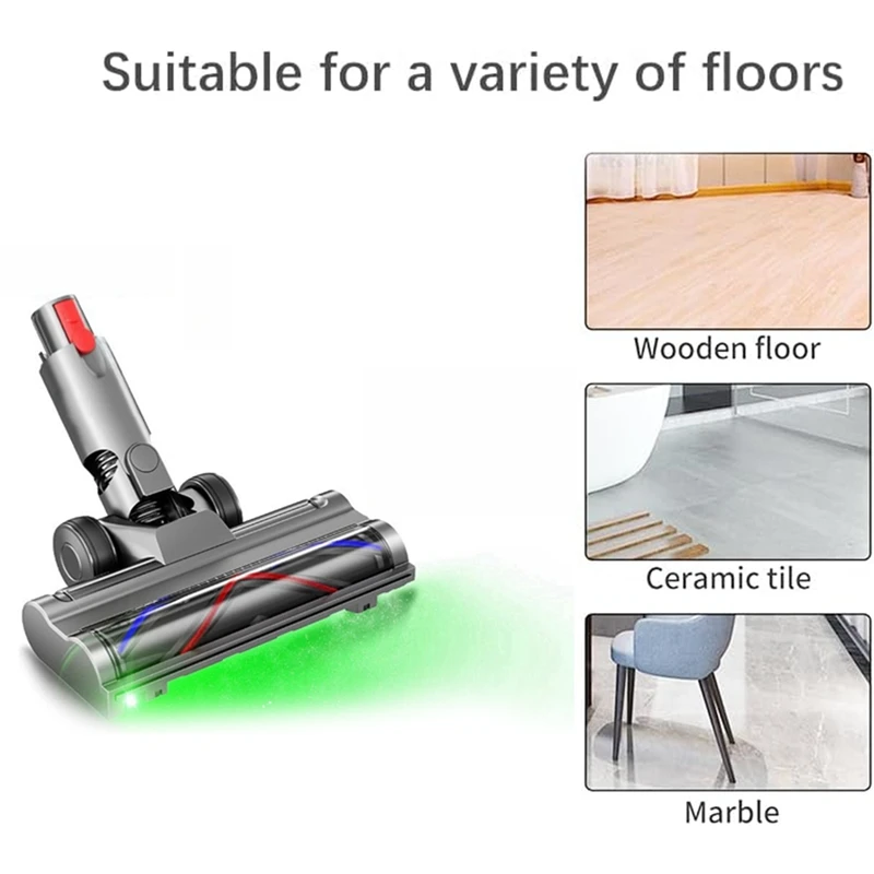 Vacuum Attachment For Dyson V10 Slim V12 Slim Floor Soft Roller Brush Head With LED Dust Lights For Hardwood Floor