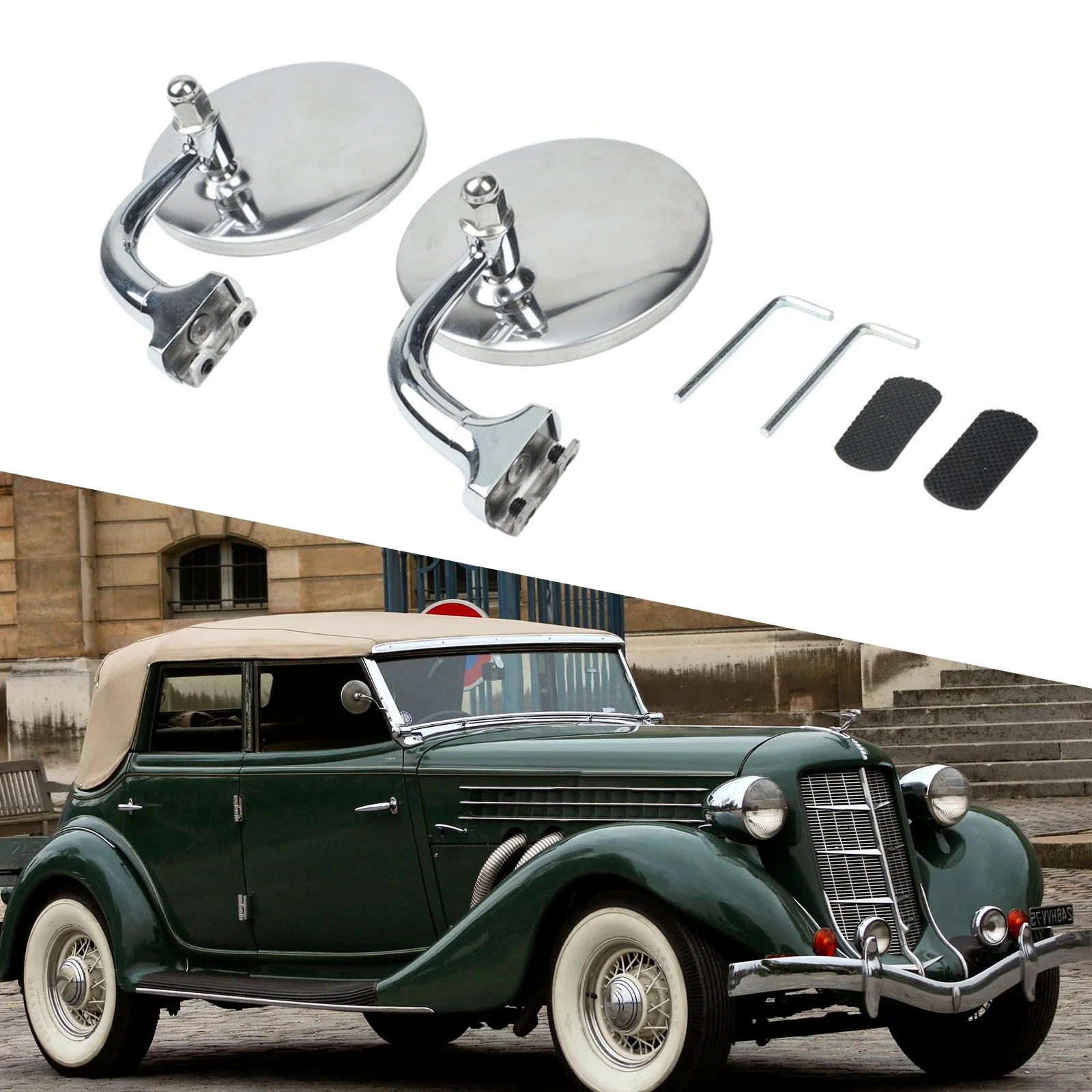 2 Pack Classic Car Round Side Mirrors Stainless Steel Retro Silver Rear View Mirror For Vintage Vehicles Fitment