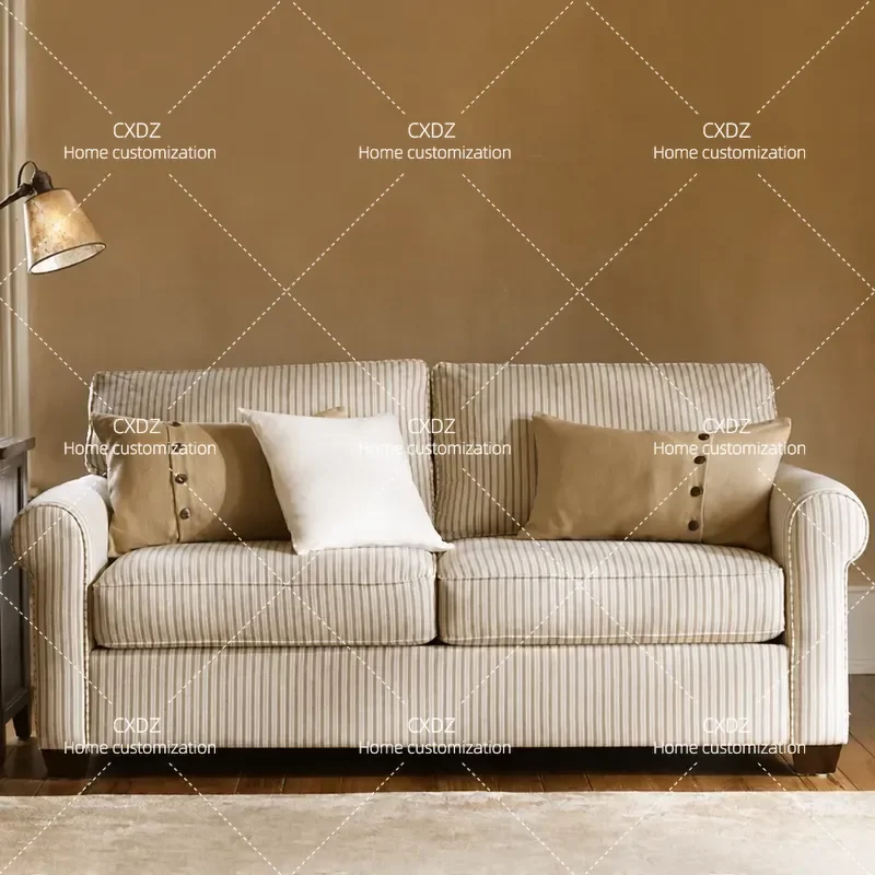 Nordic Simple Fabric Sofa 3 Seater for Small Apartment Living Room Removable Washable Cover Mediterranean Style Couch