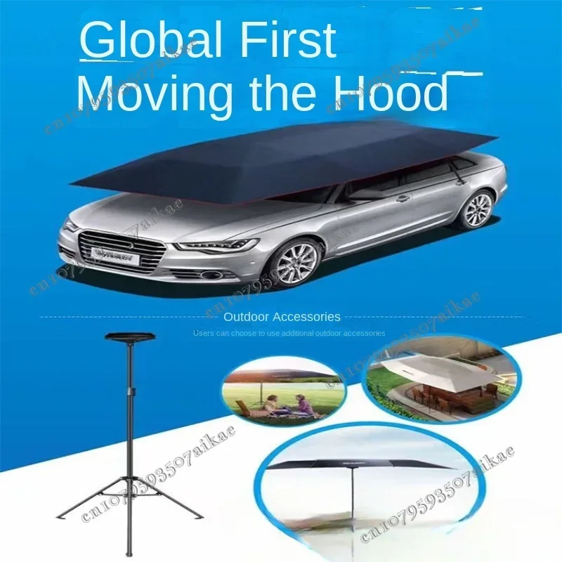 Outdoor mobile hood, car bracket, sunscreen and rain shield, semi-automatic, smart car parasol