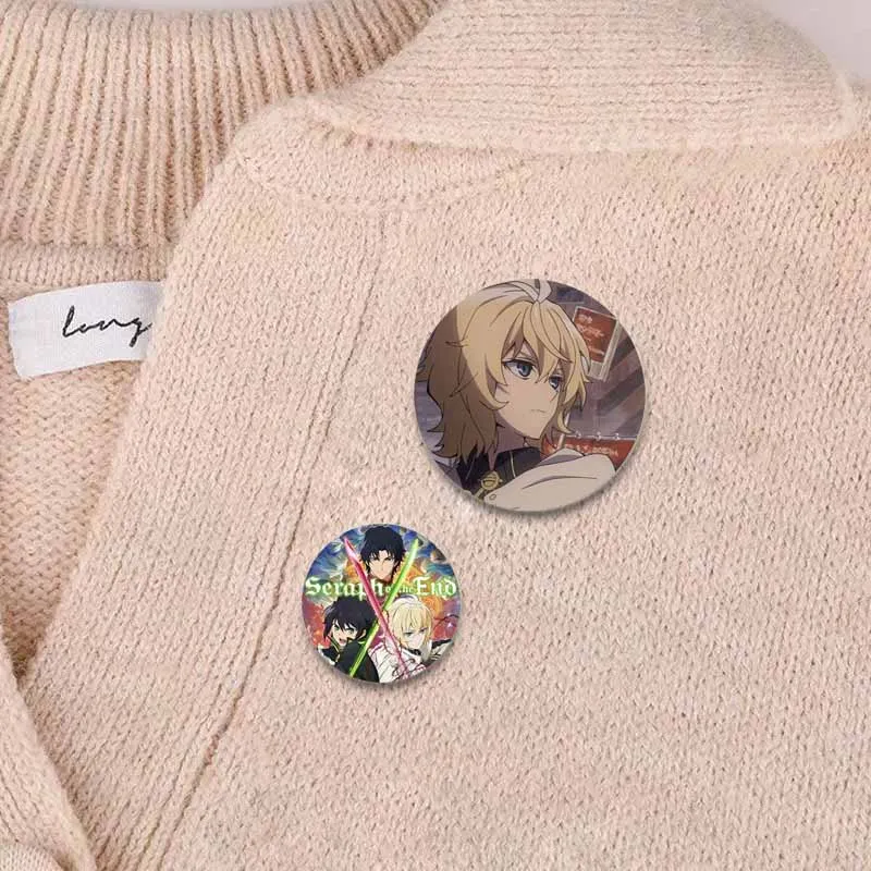 58mm Pop Anime Seraph of The End Lapel Pin Cute Cartoon Cosplay Badge Anime Brooch for Clothes Decoration Accessories Fans Gifts