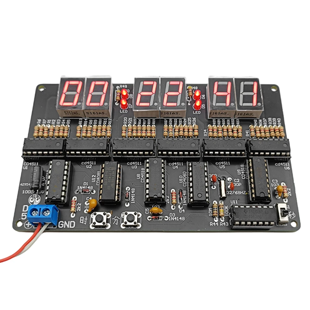 DC 4.5V-5.5V 6-bitowy zestaw do zegara obwodu cyfrowego, zegar elektroniczny nauczanie i szkolenie praktyczne, spawanie i produkcja częsci DIY