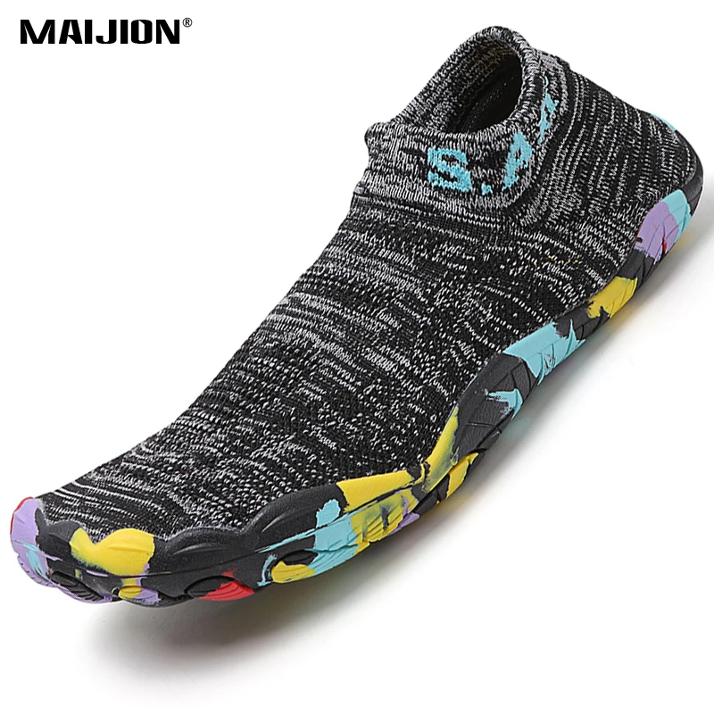 Men Knitted Socks Aqua Shoes Women Breathable Beach Water Sport Shoes Quick Dry Wading Sneakers for Surfing Diving Non-slip Sole