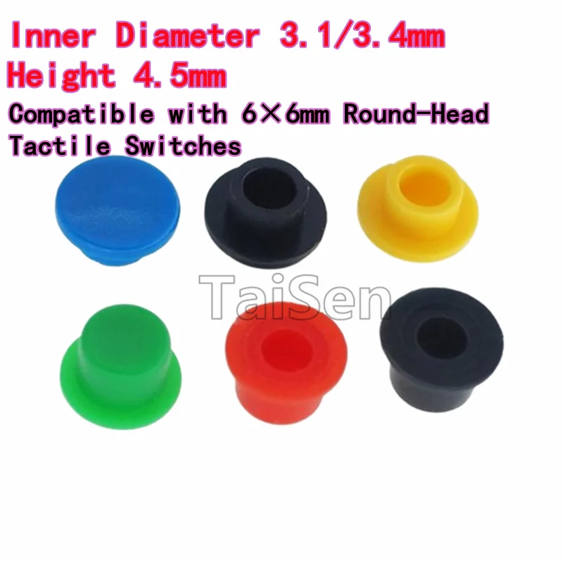 20 قطعة أغطية مفاتيح A101/A29 القطر الداخلي 3.1/3.4 مللي متر ارتفاع 4.5 مللي متر متوافق مع مفاتيح اللمس المستديرة الرأس 6 × 6 مللي متر