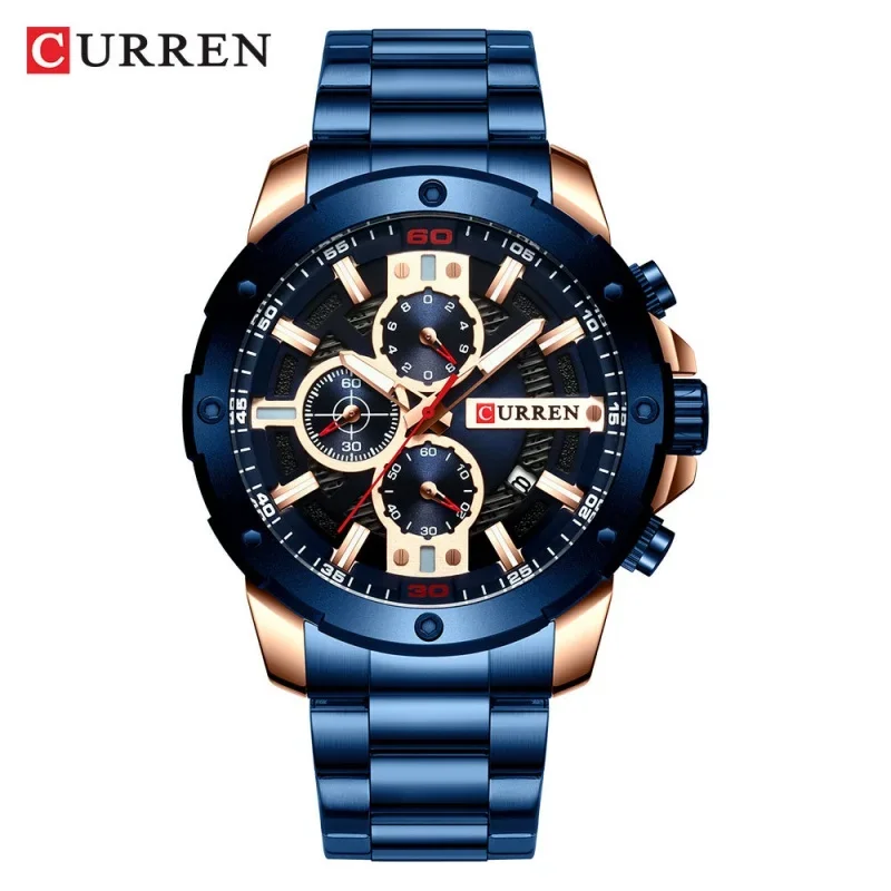 

Curren New 8336 Men's steel strap calendar Waterproof Quartz Six-Pin Watch Men's Watch