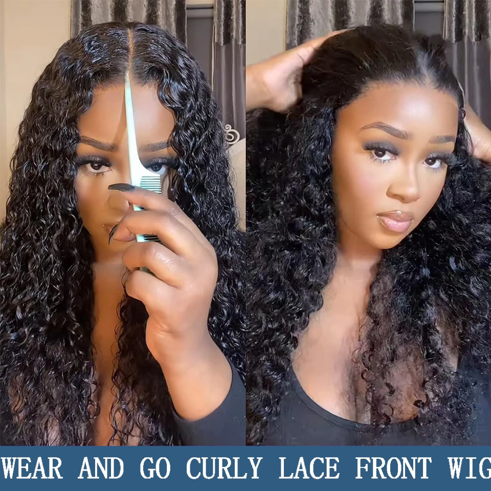 

Pre Cut Lace Curly Lace Front Wigs Human Hair Preplucked 4x4 Wear And Go Glueless Curly Lace Front Wigs Ready To Wear Density180