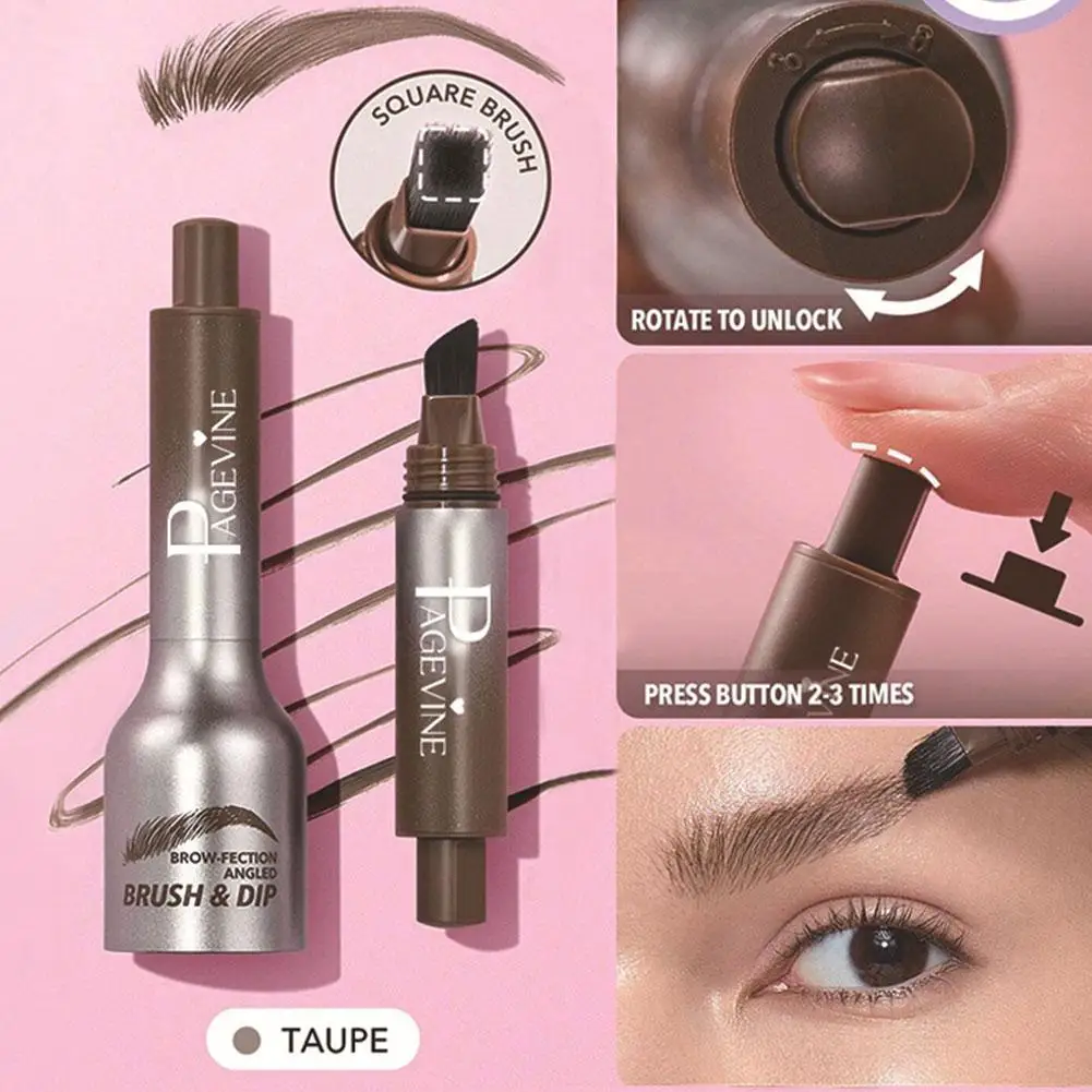 Lápiz de tinte de cejas con cabeza de cepillo grande, modificación de línea de cabello Natural, tipo de prensa, bolígrafo de tinte de cejas, antimanchas e impermeable