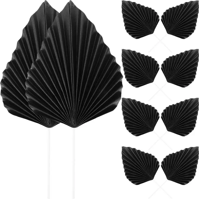 10PCS Palm Leaves Cake Toppers Paper Palm Leaf Cupcake Picks Leaf Cake Decoration Hawaii Aloha Jungle Summer Wedding Birthday