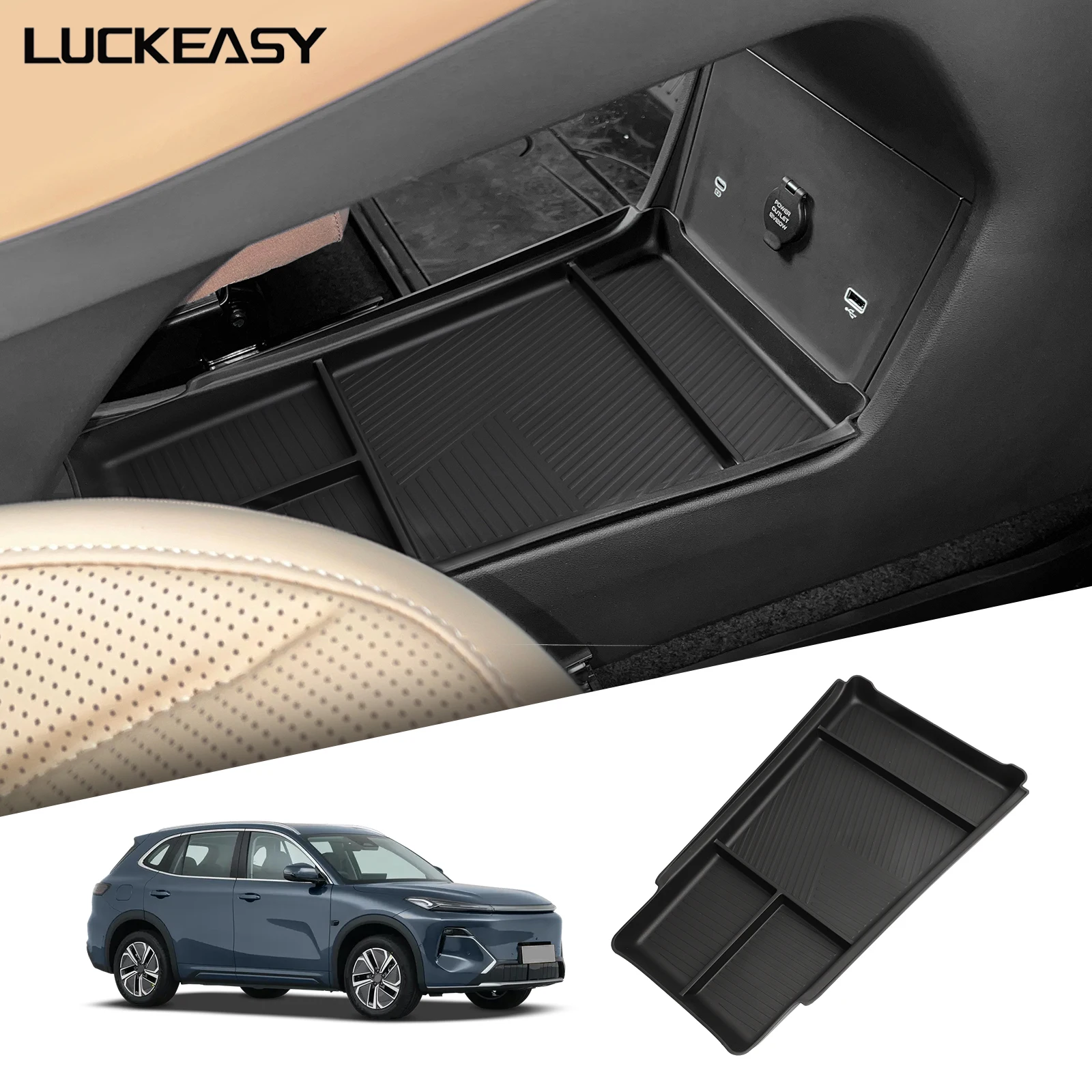 LUCKEASY for Geely Starray EM-i 2025 2026 Center Console Lower Storage Box Organizer Storage Case Car Accessories Only Fit LHD