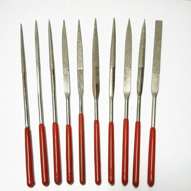 10 Pieces 140mm Diamond Mini File Set Hand Tools Polishing and Grinding Stone Metal Ceramic Glass Files Diamond Drill