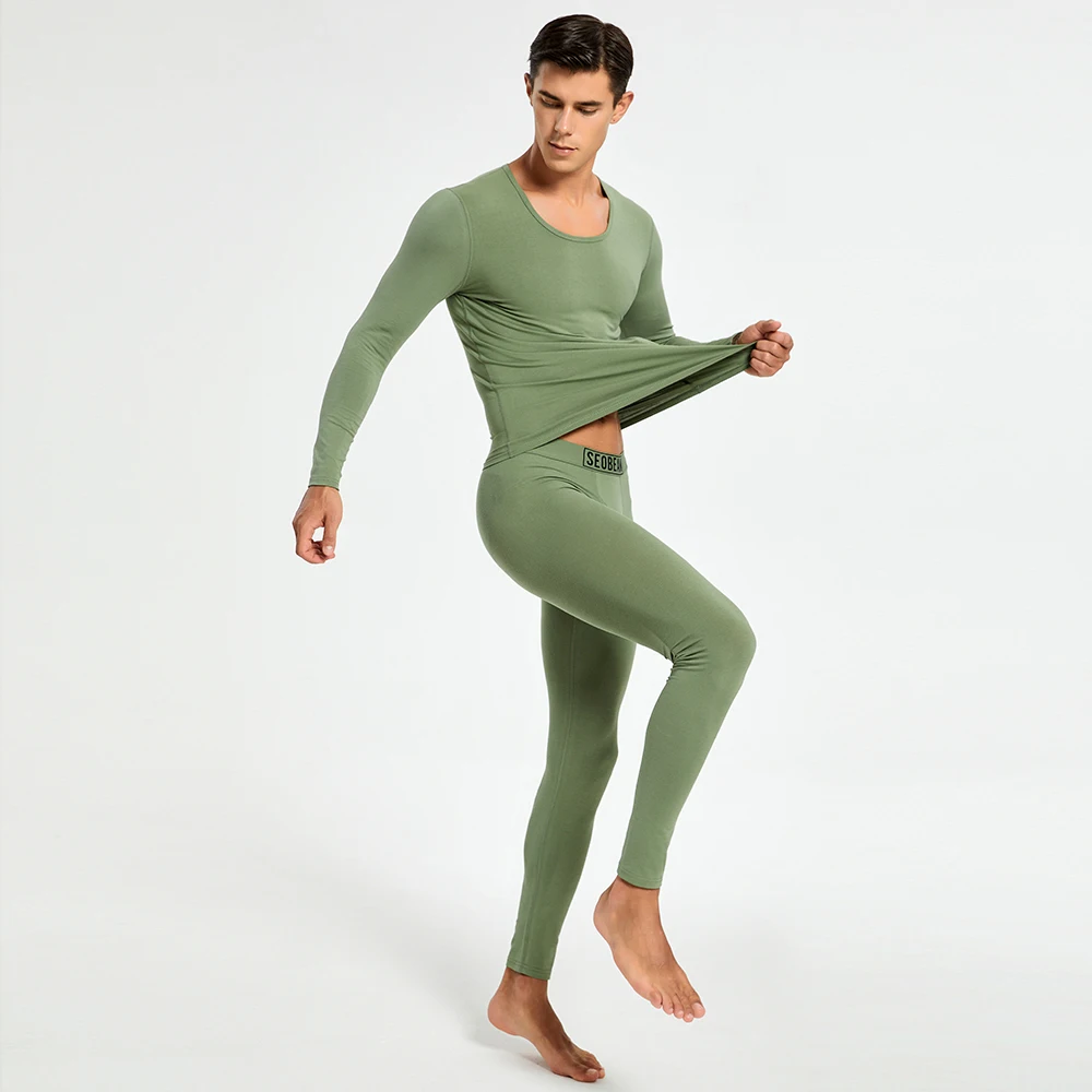 

Winter Men Thermal Underwear Warm Soft Cotton Fleece-Lined Warm Panels Long Johns Thermo Clothing Pajamas Set