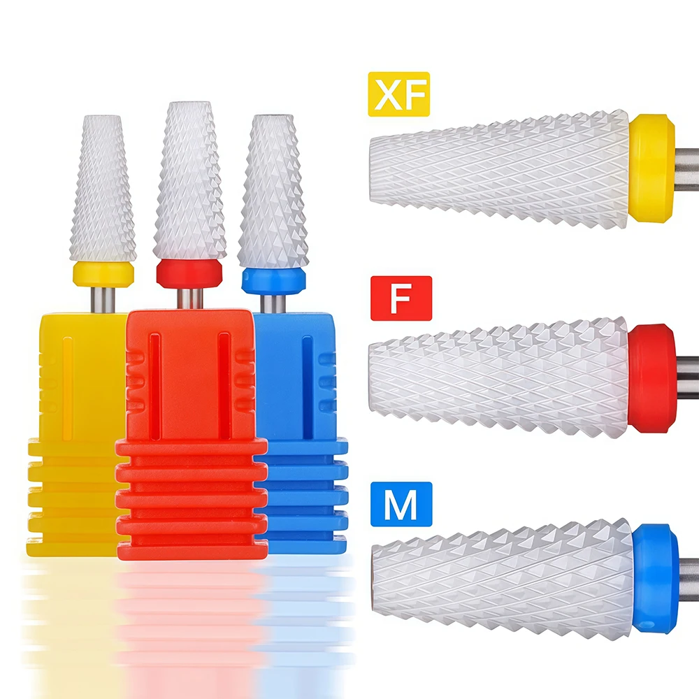 1/3pcs Conical ceramic nail drill bit, suitable for the rapid removal of nail gel, dead skin, and cuticles.