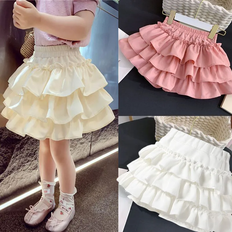 

Children Girls Pleated Cake Skirts Summer 2026 Elastic Waist Infant Babys Girls Bubble Skirts Toddler Kids Girls Princess Skirts