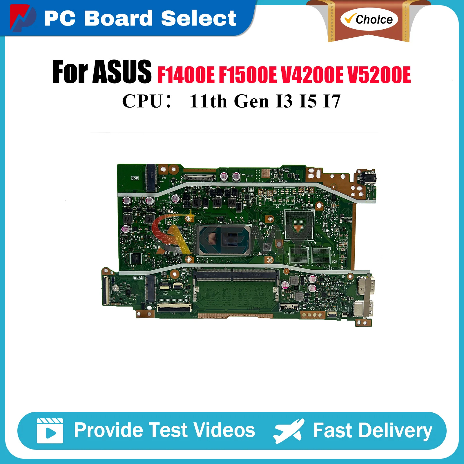X415EA Laptop Motherboard For ASUS VivoBook X515EA X515 X415 F1500E V4200E V5200E X415E F1400E X415EP Mainboard W/ I3 I5 I7 CPU