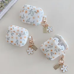 Para Apple AirPods 4 ANC funda para auriculares con estampado de flores para AirPods 2 3 Pro2 funda de silicona suave para auriculares inalámbricos con llavero
