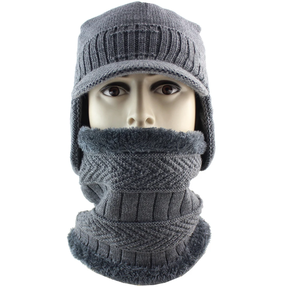 

Men's Fleece Hat Scarf Suit Hats and Warm Neck Warmer Use Hedging Keep Autumn Winter