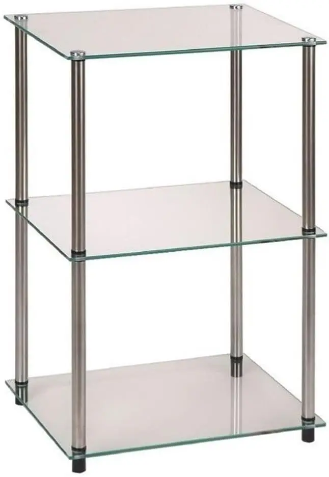 

Designs2Go Classic Glass Tall 3 Tier End Table, Glass