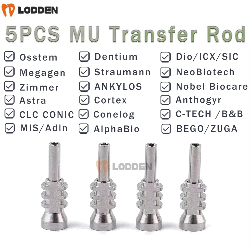 5PCS Dental Multi-Unit Transfer Rod Open Window Transfer Fixture for Osstem/Dentium/Megagen/NeoBiotech/Straumann/Anthogyr/MIS