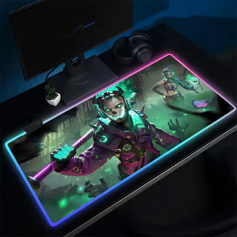 15-F-Free F-Fire Gamer Mouse Pad Anime Gaming Mouse Pad LED Table Pads Backlit Rubber Desktop XXL Mousepad RGB Desk Mats