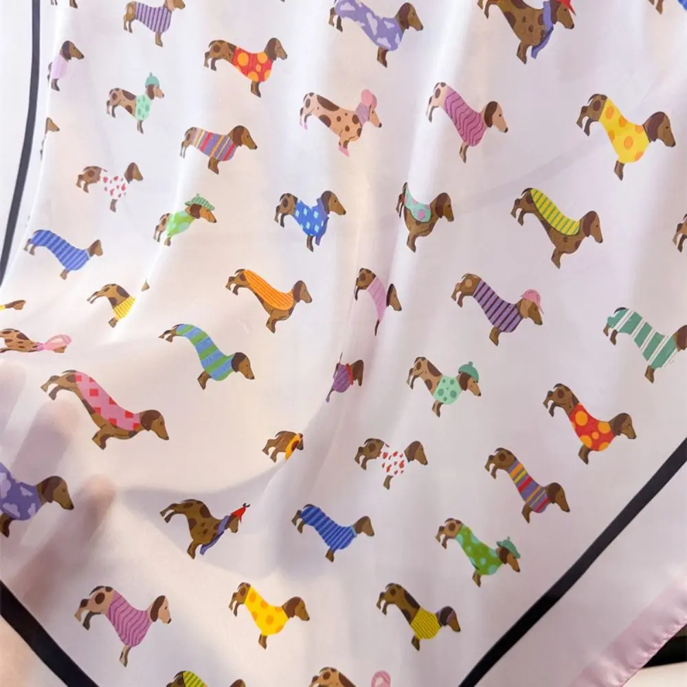 Simple Printed Dachshund Print Print Scarf Y2K Geometric Shape Small Square Scarf Spicy Girls Hip Hop Punk Bandana Beach