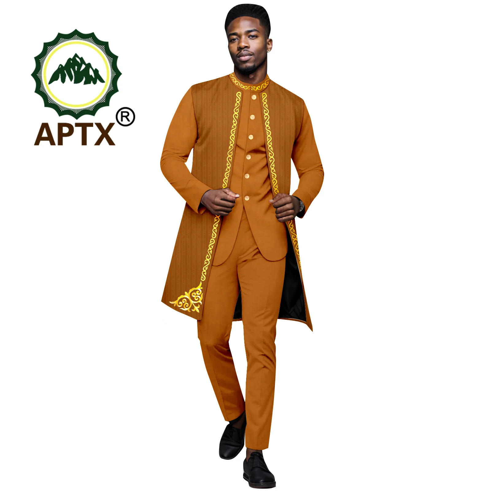 African Clothes for Men 3-Piece Set Stand Collar Fashion Coat Blazer Shirt Pants Bazin Riche Wedding African Men Outfits 2416022