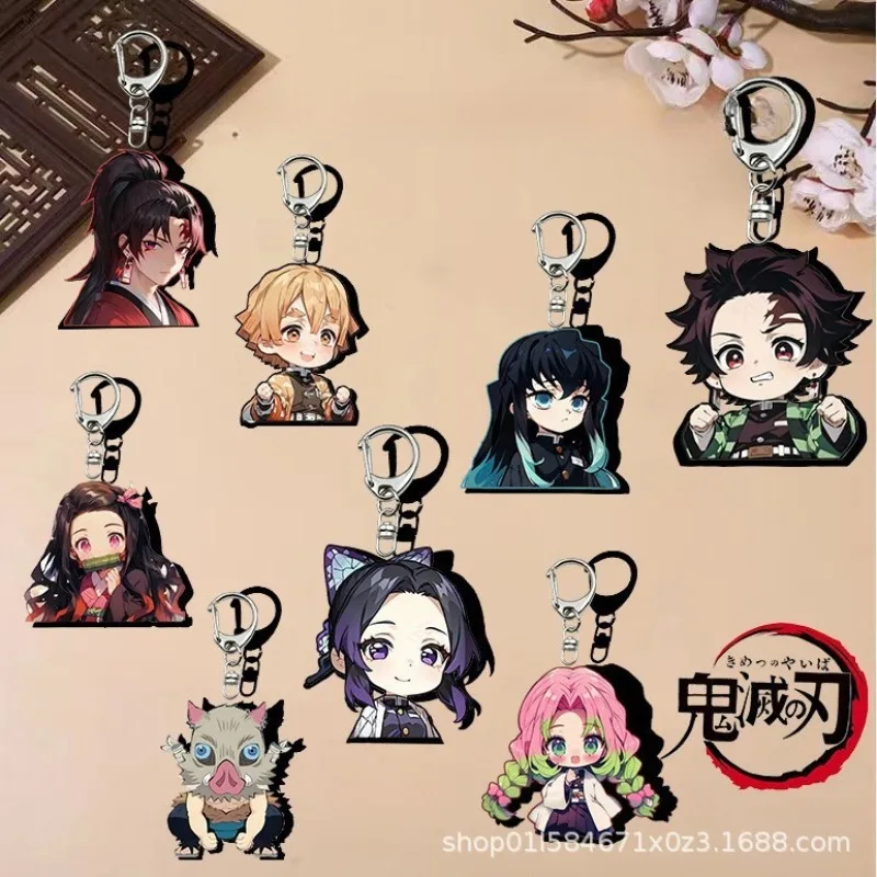 Tanjirou Nezuko Zenitsu Inosuke Giyuu Shinobu Kyoujurou Tengen Transparent Acrylic Keychain Around The 2D Peripheral Pendant