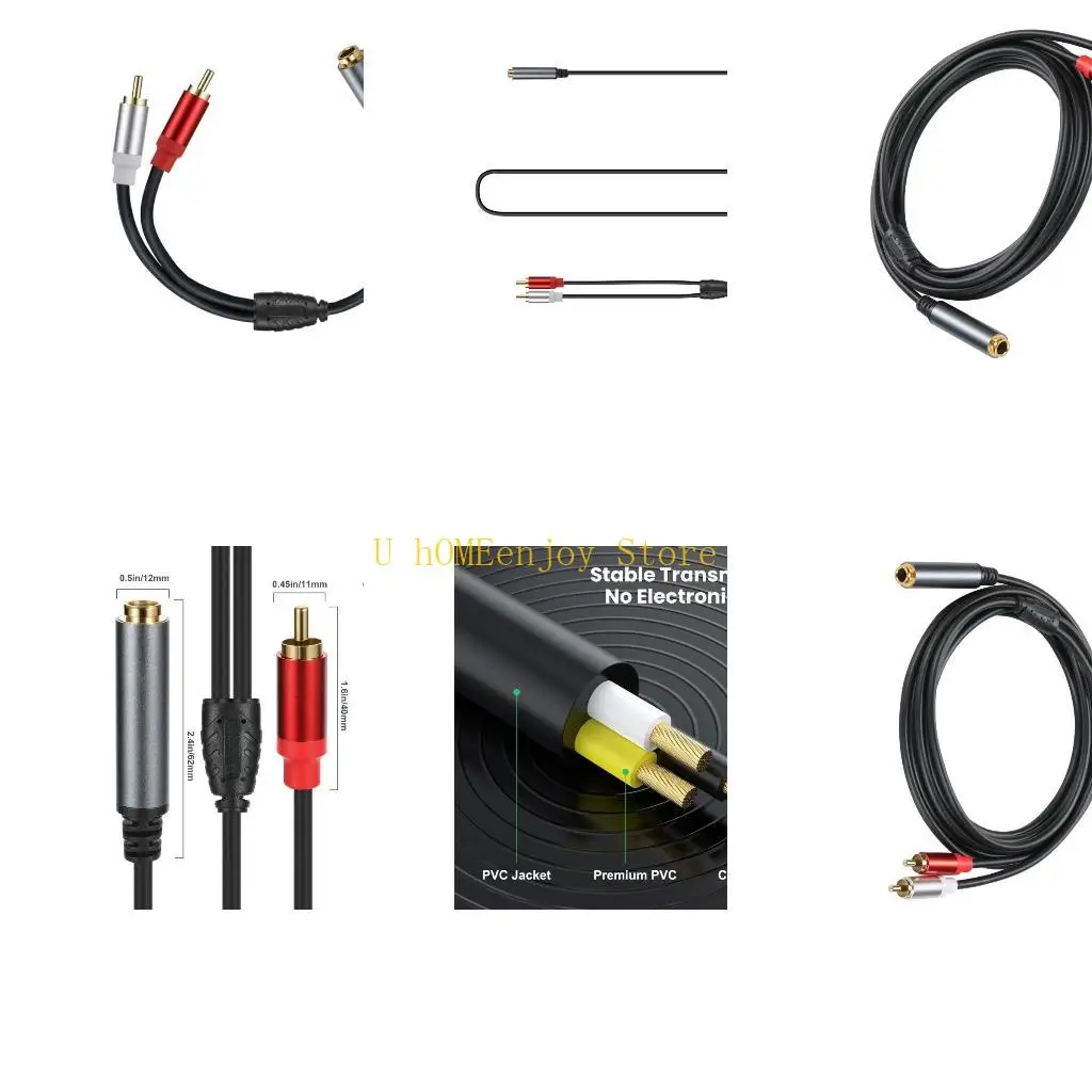B0KF 6.35mm to RCA Adapter 1/4inch Stereo Female to 2 RCA Male Y Splitters