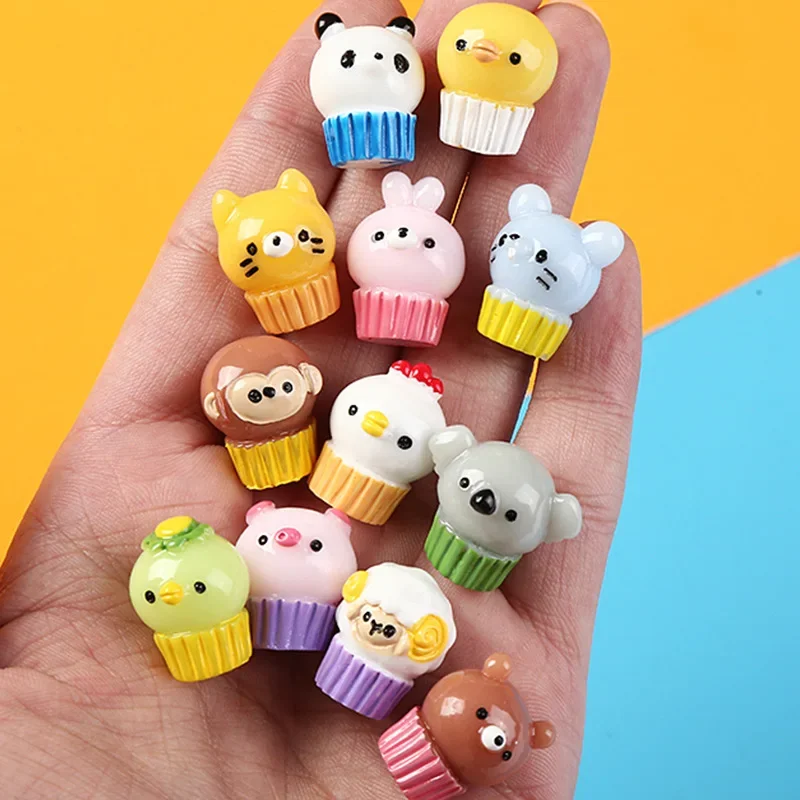 10pcs Kawaii Mini Resin Diy 3D Animal Figures Crafts Scrapbooking Accessories Miniatures Planar Flatback Dollhouse Decoration