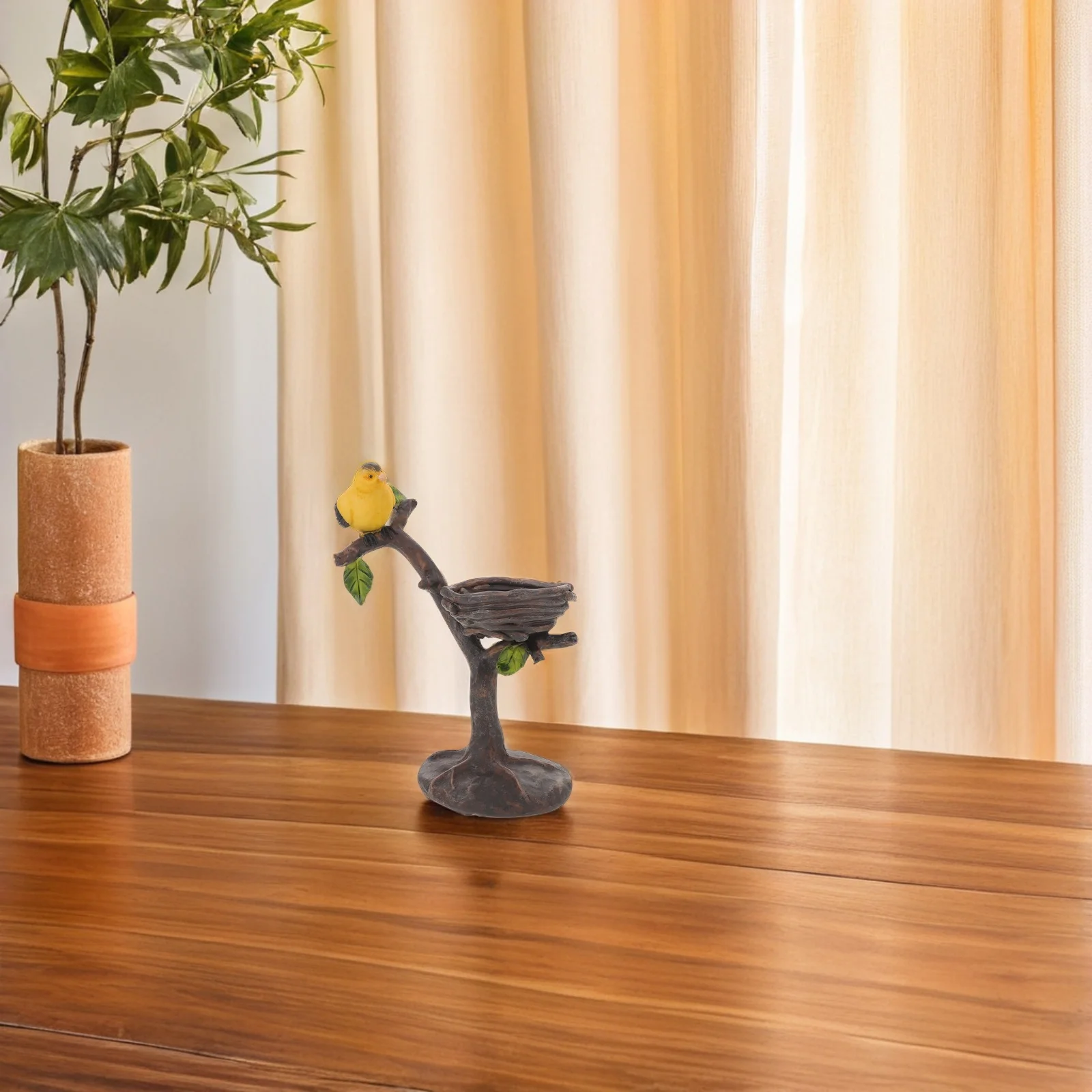 

Vintage Resin Bird Holder Dark Brown Decorative Tealight Pillar Candlestick Stand for Dining Table Centerpiece Home Decor